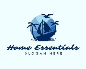 Blue Tropical Sailboat logo design