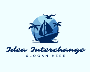 Blue Tropical Sailboat logo design