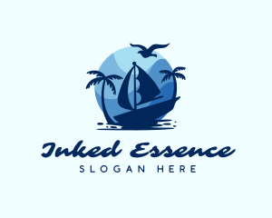 Blue Tropical Sailboat logo design