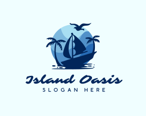 Blue Tropical Sailboat logo design