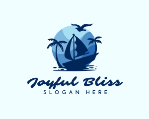 Blue Tropical Sailboat logo design