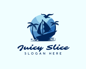 Blue Tropical Sailboat logo design