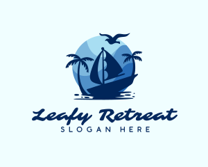 Blue Tropical Sailboat logo design