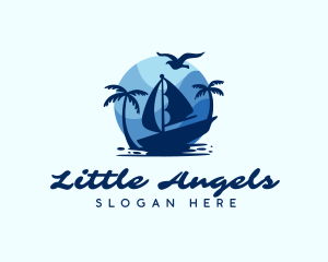 Blue Tropical Sailboat logo design