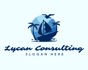 Blue Tropical Sailboat logo design