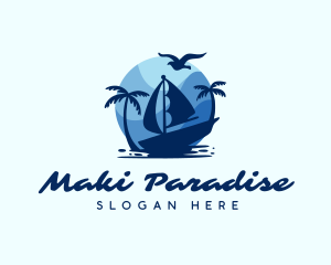 Blue Tropical Sailboat logo design