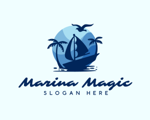 Blue Tropical Sailboat logo design