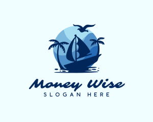 Blue Tropical Sailboat logo design