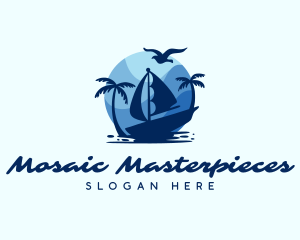 Blue Tropical Sailboat logo design