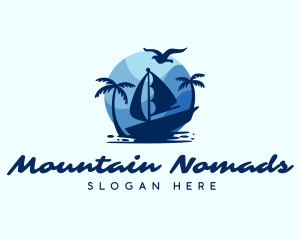 Blue Tropical Sailboat logo design