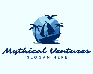 Blue Tropical Sailboat logo design