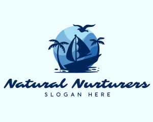 Blue Tropical Sailboat logo design