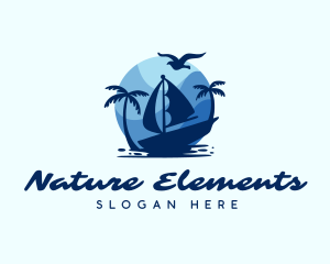 Blue Tropical Sailboat logo design