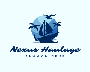 Blue Tropical Sailboat logo design