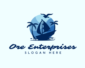 Blue Tropical Sailboat logo design