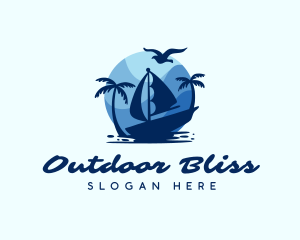 Blue Tropical Sailboat logo design