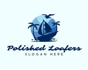 Blue Tropical Sailboat logo design