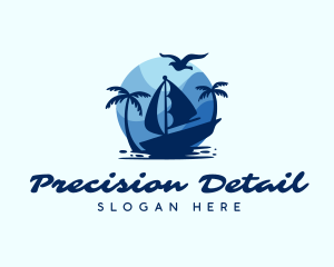 Blue Tropical Sailboat logo design