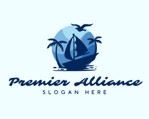 Blue Tropical Sailboat logo design