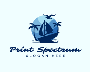 Blue Tropical Sailboat logo design