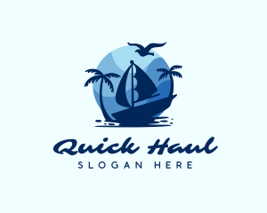 Blue Tropical Sailboat logo design