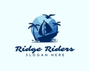 Blue Tropical Sailboat logo design