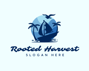 Blue Tropical Sailboat logo design