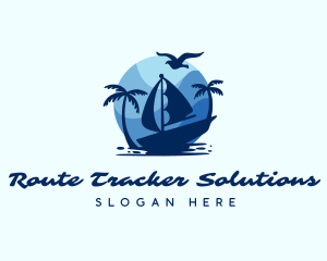 Blue Tropical Sailboat logo design