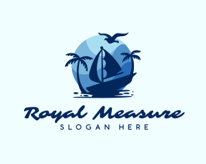 Blue Tropical Sailboat logo design