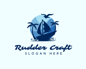 Blue Tropical Sailboat logo design