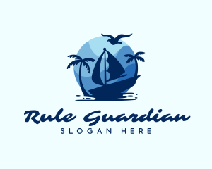 Blue Tropical Sailboat logo design