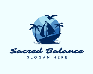 Blue Tropical Sailboat logo design