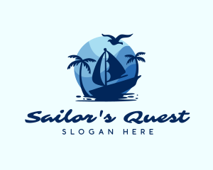 Blue Tropical Sailboat logo design