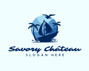 Blue Tropical Sailboat logo design