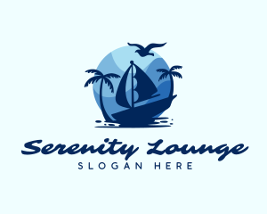 Blue Tropical Sailboat logo design