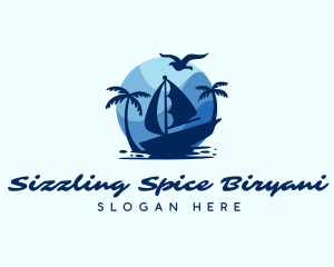 Blue Tropical Sailboat logo design