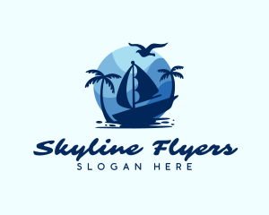 Blue Tropical Sailboat logo design