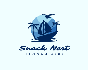 Blue Tropical Sailboat logo design