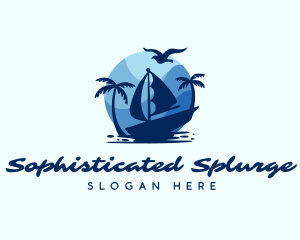 Blue Tropical Sailboat logo design