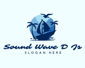 Blue Tropical Sailboat logo design