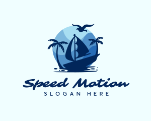 Blue Tropical Sailboat logo design