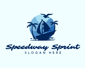 Blue Tropical Sailboat logo design