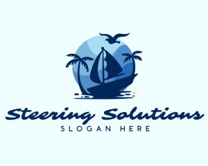 Blue Tropical Sailboat logo design