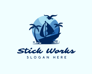 Blue Tropical Sailboat logo design