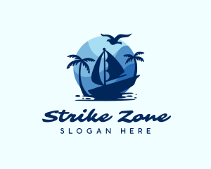 Blue Tropical Sailboat logo design