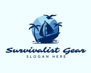 Blue Tropical Sailboat logo design