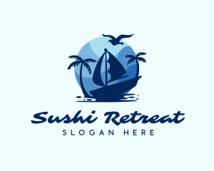 Blue Tropical Sailboat logo design