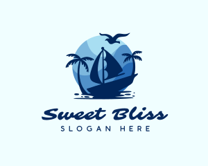 Blue Tropical Sailboat logo design