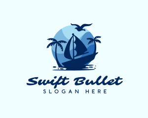 Blue Tropical Sailboat logo design