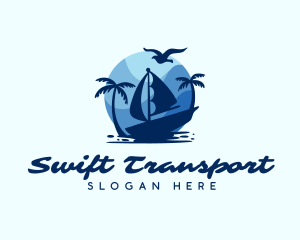 Blue Tropical Sailboat logo design